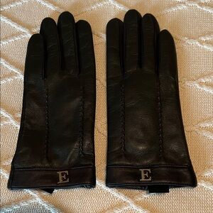 Elegant dark brown leather gloves size 6 1/2